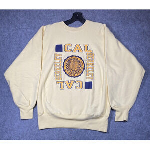 Vintage Champion Cal Berkeley Sweatshirt Mens Large Yellow Reverse Weave 90s USA